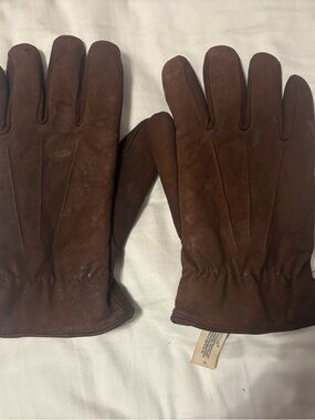 Isotoner Authentic Vintage Gardening Leather Gloves Brown Size M Unisex Adult